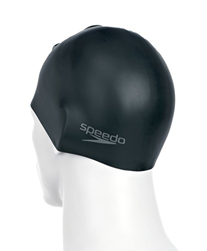 Speedo Plain Moulded - Gorro de natación, tamaño único, color negro