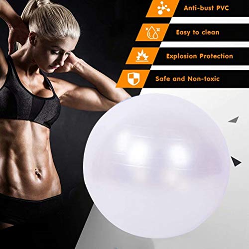 SPFAZJ Pelota Para Fitness De Con Pompa - Material Antideslizante Con 60 Minutos De Ejercicio Profesional Vídeos De Formación Online - Adecuado para el embarazo durante el parto-Blanco 88cm