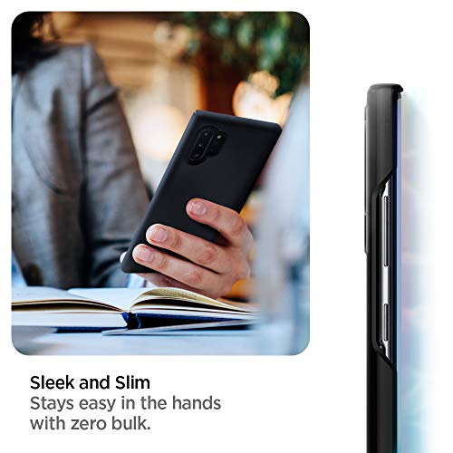 Spigen Funda para Galaxy Note 10 Plus/Note 10+ Thin Fit con Plástico Fino Mate y Un Agarre Excelente - Negro