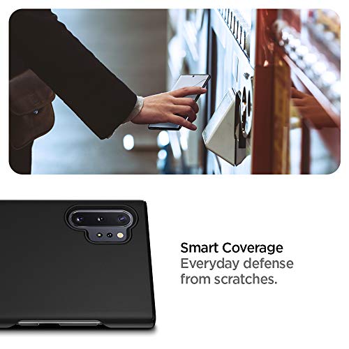 Spigen Funda para Galaxy Note 10 Plus/Note 10+ Thin Fit con Plástico Fino Mate y Un Agarre Excelente - Negro