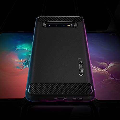 Spigen Funda Rugged Armor Compatible con Samsung Galaxy S10 Plus (2019), Absorción de Choque Resistente y diseño de Fibra de Carbono - Negro