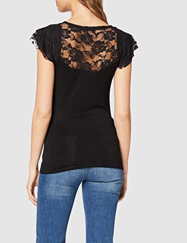 Spiral - Camiseta con corsé, con encaje, color negro negro M