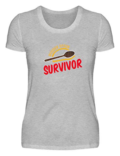 Spiritshop-Shop - Camiseta de Manga Corta para Mujer, diseño de Spoon Survivor Gris (Mezclado). XL