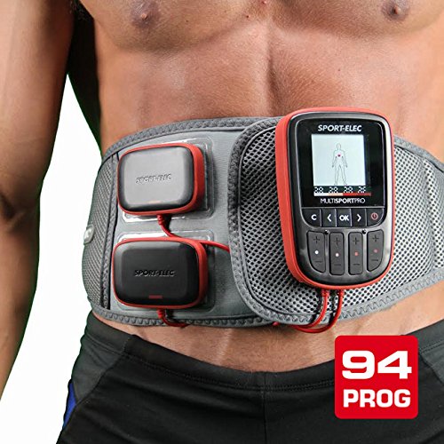 Sport-Elec Multisport Pro Nuevo con cinturón Abdominal ergonómico Electroestimulador, Unisex Adulto, Rojo, Talla Única