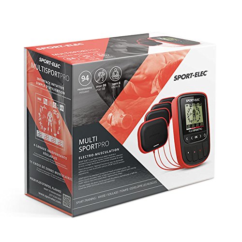 Sport-Elec Multisport Pro Nuevo con cinturón Abdominal ergonómico Electroestimulador, Unisex Adulto, Rojo, Talla Única