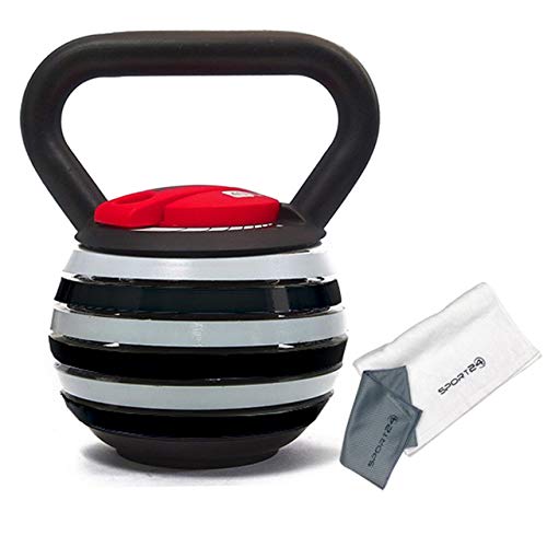 Sport24 Kettlebell de Hierro Fundido Ajustable con Toalla -para Brazos Piernas Núcleo Músculo Ejercicio Cuerpo Cuerpo Fuerza Peso Gimnasio 5Kg 10kg 12kg 18kg(2X Rojo)