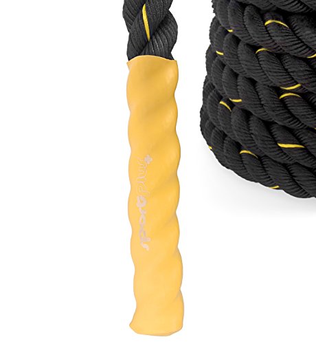 SportPlus SP-BR-009 Cuerda de Batalla-Crossfit-Entrenamiento Funcional y Resistencia, Amarillo, 9m-7kg