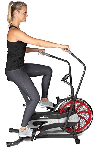 SportPlus SP-FB-1000 Bicicleta estática con Resistencia de Aire-Función Brazos Bicicleta Elíptica-Entrenamiento Cardiovascular, 115x70x122cm