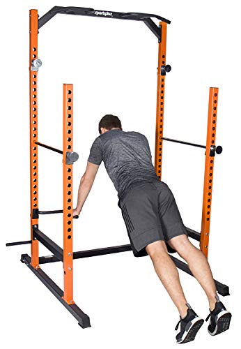 SportPlus SP-HG-020 Power Rack Jaula Potencia con Soporte para Pesos– Musculación y Crosstraining – Dominadas, Dips, Press de Banca, etc. – Seguridad Comprobada, 136x120x210cm