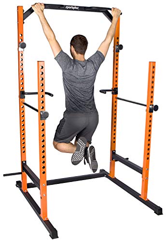 SportPlus SP-HG-020 Power Rack Jaula Potencia con Soporte para Pesos– Musculación y Crosstraining – Dominadas, Dips, Press de Banca, etc. – Seguridad Comprobada, 136x120x210cm