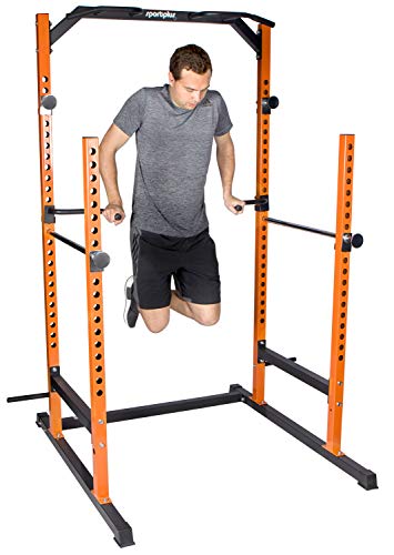 SportPlus SP-HG-020 Power Rack Jaula Potencia con Soporte para Pesos– Musculación y Crosstraining – Dominadas, Dips, Press de Banca, etc. – Seguridad Comprobada, 136x120x210cm