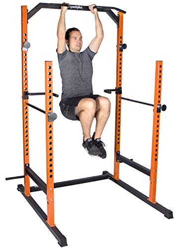 SportPlus SP-HG-020 Power Rack Jaula Potencia con Soporte para Pesos– Musculación y Crosstraining – Dominadas, Dips, Press de Banca, etc. – Seguridad Comprobada, 136x120x210cm