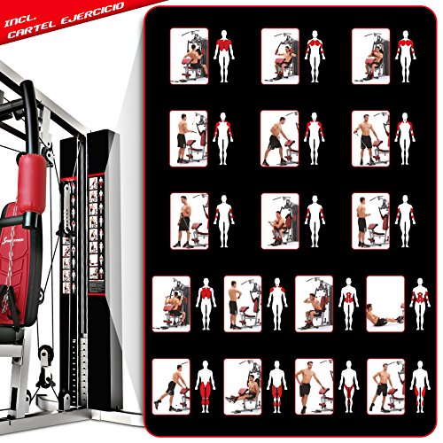 Sportstech HGX100 Multiestación musculación Premium 45en1 Sirve para innumerables Posibilidades de Entrenamiento. Máquina de Pesas Robusta con Torre de tracción