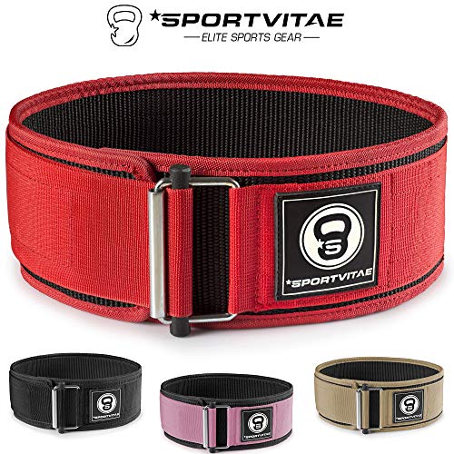 Sportvitae - Cinturón AUTOBLOCANTE Levantamiento de Pesas Nailon - Ideal Crossfit Musculación Halterofilia Powerlifting Fitness Entrenamientos de Fuerza - Ligero Resistente Ajustable - Hombre y Mujer