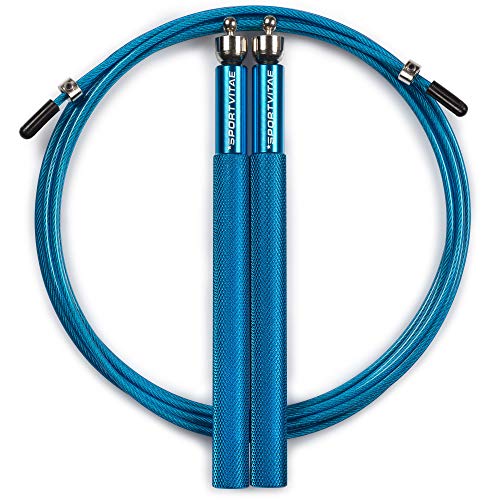 Sportvitae Comba ALUPRO de Alta Velocidad | Speed Jump Rope |Empuñaduras de Aluminio Muy Ligeras y Cómodas | Cable de Acero 2,5 mm | Cuerda Ideal para Crossfit, Boxeo, MMA, Fitness | Hombre y Mujer