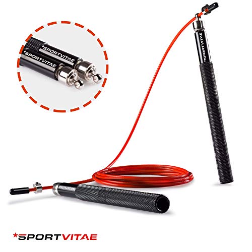 Sportvitae Comba ALUPRO de Alta Velocidad | Speed Jump Rope |Empuñaduras de Aluminio Muy Ligeras y Cómodas | Cable de Acero 2,5 mm | Cuerda Ideal para Crossfit, Boxeo, MMA, Fitness | Hombre y Mujer