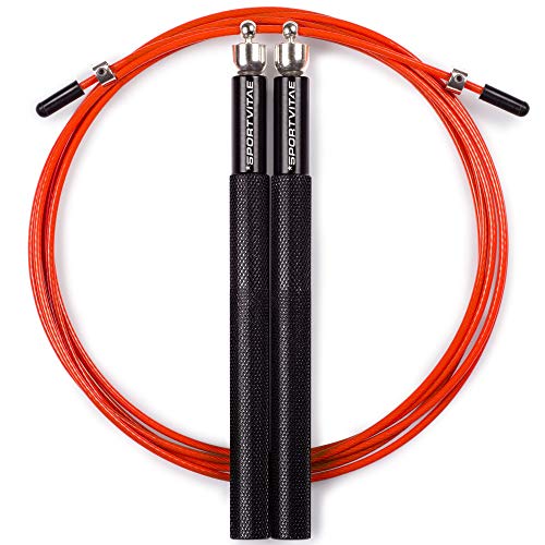 Sportvitae Comba ALUPRO de Alta Velocidad | Speed Jump Rope |Empuñaduras de Aluminio Muy Ligeras y Cómodas | Cable de Acero 2,5 mm | Cuerda Ideal para Crossfit, Boxeo, MMA, Fitness | Hombre y Mujer