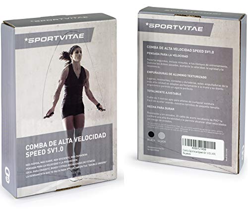 Sportvitae Speed SV1.0 Comba de Velocidad Speed Rope Mangos Aluminio Ligeros y Cómodos Cable Ajustable Acero 3 MT - 2,5 mm Cuerda Ideal para Crossfit, Boxeo, Fitness Hombre y Mujer
