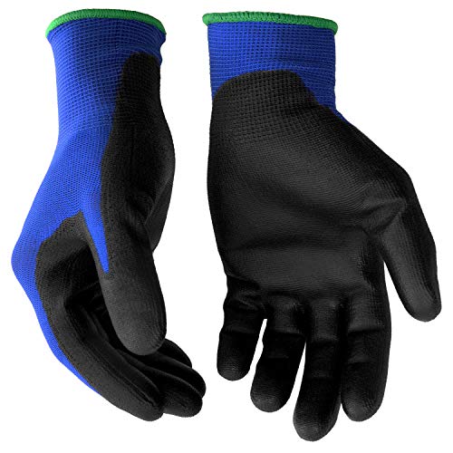 S&R 12 Guantes de Trabajo en fibra de Nylon con recubrimiento de PU - 12 pares. Talla L/9