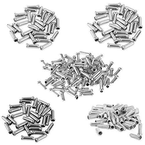 SRTYZ 500PCS Freno Cable Terminales 5mm Mangas Cable Finales del Alojamiento para Bicicleta Puntas De Palanca De Cambios De La Bici Tapas Engarce Topes de Aleación para Cable de Freno Plata