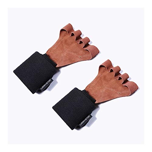 SSGLOVELIN Guantes de Cuero de Levantamiento de Peso con Abrigos de la muñeca de la Mano apretones for la protección de Palm Crossfit Pesas Powerlifting Aptitud del Guante (Size : S)