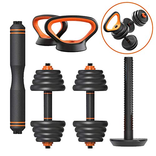 SSQIAN Mancuernas Ajustables Barbell Kettlebell Push-Up Combination Set Equipo Multifuncional De Fitness para El Hogar con Biela para Hombres Mujeres Kettlebells Push Up Stand,30KG