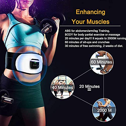 SSZZ ABS Trainer EMS Estimulador Muscular Cinturón De Gimnasio En Casa con Pantalla LCD 6 Modos 18 Niveles Equipo De Entrenamiento para Hombres Y Mujeres