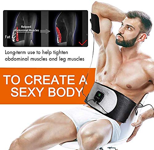 SSZZ ABS Trainer EMS Estimulador Muscular Cinturón De Gimnasio En Casa con Pantalla LCD 6 Modos 18 Niveles Equipo De Entrenamiento para Hombres Y Mujeres