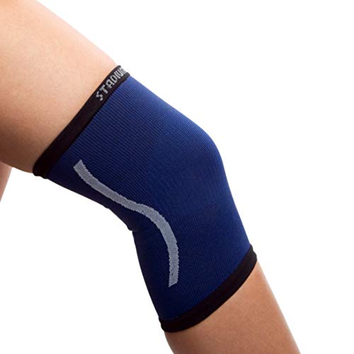 STADIUM - Rodillera, Azul, L, para protección menisco y ligamentos. Previene lesiones y alivia dolor. Perfecta para correr, crossfit, levantamiento pesas, halterofilia. Unisex para Hombre y Mujer