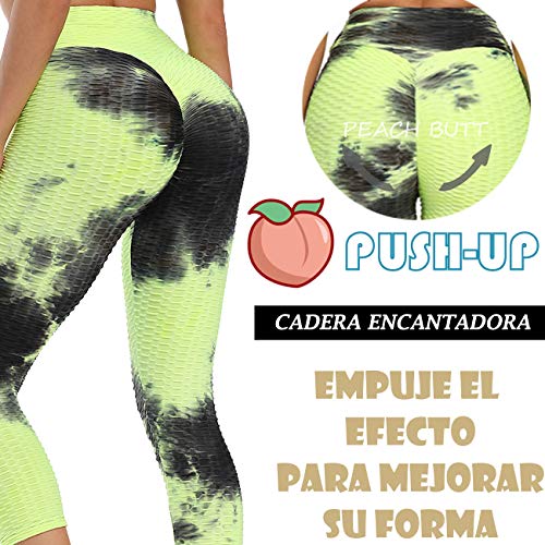 STARBILD Mallas 3/4 Leggings Pántalones Deportivos para Mujer de Alta Cintura Elástico Control de Barriga para Yoga Fitness Gimnasio Amarillo&Negro S