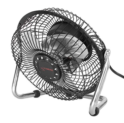 Starline Ventilador 6" (15cm) 20W Soporte Y ASPAS DE Metal - 2 velocidades de Aire Mesa Sobremesa y Suelo Inclinacion Ajustable Acabado Industrial Metalico Alta Velocidad Enchufe 220V