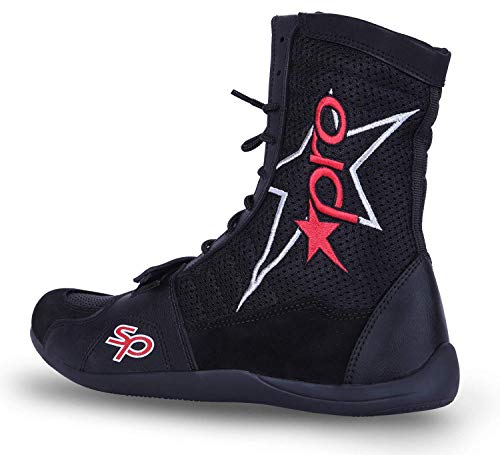 Starpro Superior Boxeo Lucha Zapatos - para Boxeadores, Secado Fresco para Entrenamiento, Ejercicio, Fitness, Artes Marciales, Muay Thai, Suela de Goma con Cordones y Malla Transpirable