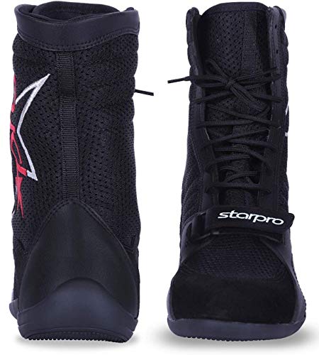 Starpro Superior Boxeo Lucha Zapatos - para Boxeadores, Secado Fresco para Entrenamiento, Ejercicio, Fitness, Artes Marciales, Muay Thai, Suela de Goma con Cordones y Malla Transpirable