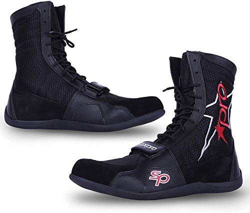 Starpro Superior Boxeo Lucha Zapatos - para Boxeadores, Secado Fresco para Entrenamiento, Ejercicio, Fitness, Artes Marciales, Muay Thai, Suela de Goma con Cordones y Malla Transpirable