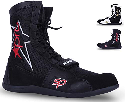 Starpro Superior Boxeo Lucha Zapatos - para Boxeadores, Secado Fresco para Entrenamiento, Ejercicio, Fitness, Artes Marciales, Muay Thai, Suela de Goma con Cordones y Malla Transpirable