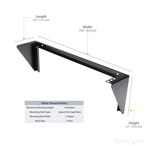 StarTech.com RK219WALLV - Rack de Acero Vertical de Pared 2U 19in Pulgadas para Equipos Montaje Vertical