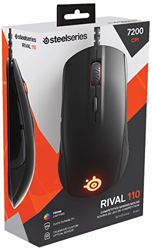 SteelSeries Rival 110 - Ratón de juego óptico, iluminación RGB, 6 botones, negro