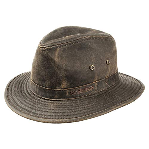 Stetson Sombrero vagabundo Traveller para Hombre - Sombrero Aventurero de algodón con protección UV 40+ - Sombrero de Exteriores Estilo Retro - Verano/Invierno - marrón XL (60-61 cm)