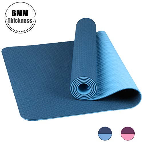 StillCool Esterilla Yoga TPE, Colchoneta de Yoga Antideslizante con Correa de Hombro Elástica para Gimnasia Pilates Gimnasia en Fitness Casa y Al Aire Libre, 183 x 61 x 0,6 cm - Azul