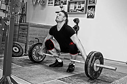 Strength Terra® Rodilleras Neopreno 7 mm, Halterofilia, Powerlifting, Strongman, Weightlifting, Crossfit, musculación, 30 cm, Gran compresión, Soporte Squat, Vendaje protección Rodilla 1 par XL