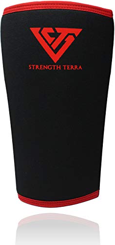 Strength Terra® Rodilleras Neopreno 7 mm, Halterofilia, Powerlifting, Strongman, Weightlifting, Crossfit, musculación, 30 cm, Gran compresión, Soporte Squat, Vendaje protección Rodilla 1 par XL