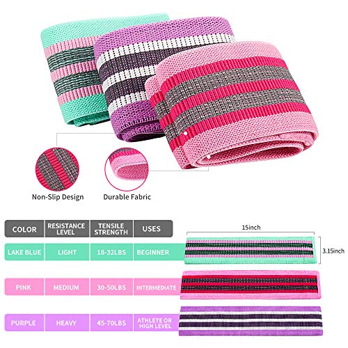 STRENTER Bandas de Resistencia Set, Bandas Elasticas de Fitness, Banda de Ejercicios de Cadera para la tonificación de Caderas, Bandas Antideslizantes para Fuerza de piernas y glúteos (3 Set)