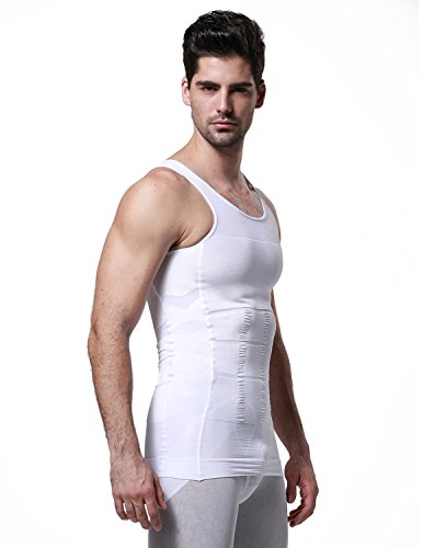 STTLZMC Faja Chaleco Hombre Adelgazante Reductora Compresion Elástica de Ropa Interior M-XXXL,Blanco,Medium