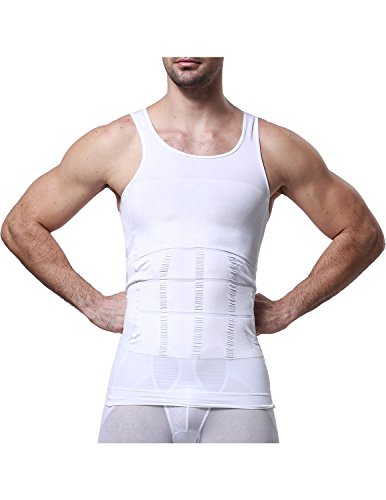 STTLZMC Faja Chaleco Hombre Adelgazante Reductora Compresion Elástica de Ropa Interior M-XXXL,Blanco,Medium