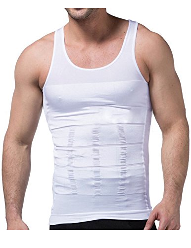 STTLZMC Faja Chaleco Hombre Adelgazante Reductora Compresion Elástica de Ropa Interior M-XXXL,Blanco,Medium