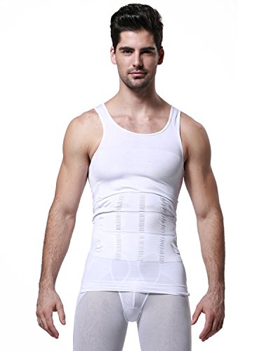 STTLZMC Faja Chaleco Hombre Adelgazante Reductora Compresion Elástica de Ropa Interior M-XXXL,Blanco,Medium