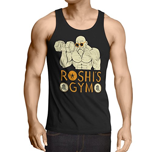 style3 Roshi Dragon Master Camiseta de Tirantes para Hombre Tank Top Turtle Ball, Talla:L