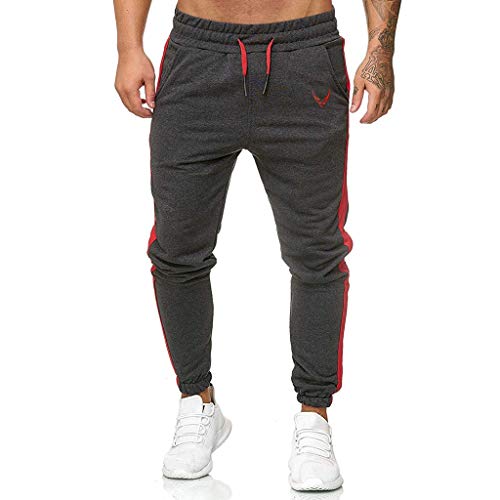 Subfamily Pantalón Deportivo Casual para Hombre, Moda Casual Deportes Al Aire Libre Correr Cordón Imprimir Pantalones Largos Gris Oscuro S