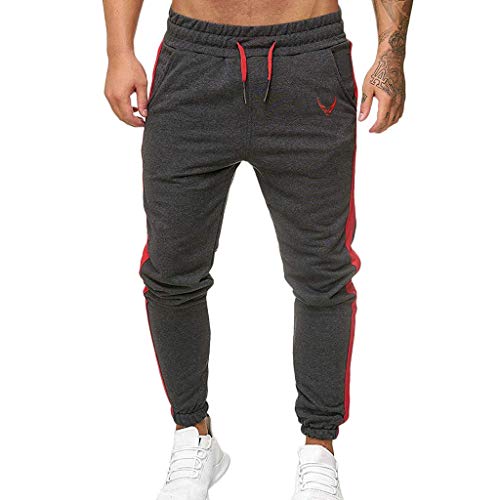 Subfamily Pantalón Deportivo Casual para Hombre, Moda Casual Deportes Al Aire Libre Correr Cordón Imprimir Pantalones Largos Gris Oscuro S