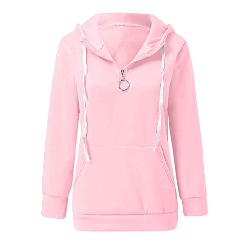 Sudadera con Capucha de Mujer Invierno cálido Cremallera Bolsillo Pullover Blusa Camisas Sudadera Mujer Sudadera con Capucha Mujer Encapuchado Pull-Over